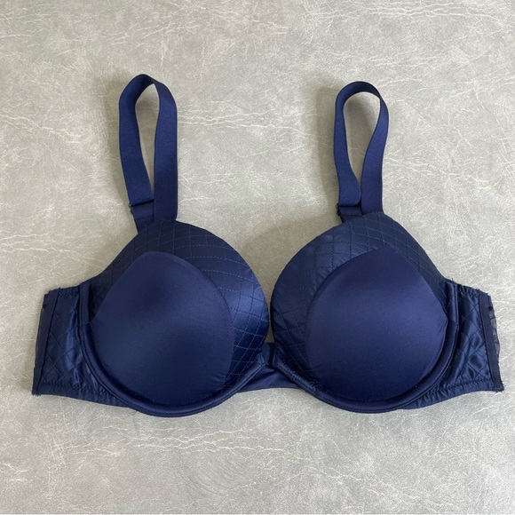 Victoria's Secret Other - Victoria's Secret Very Sexy Push-up Deep Blue Satin Quilted Bra 36B